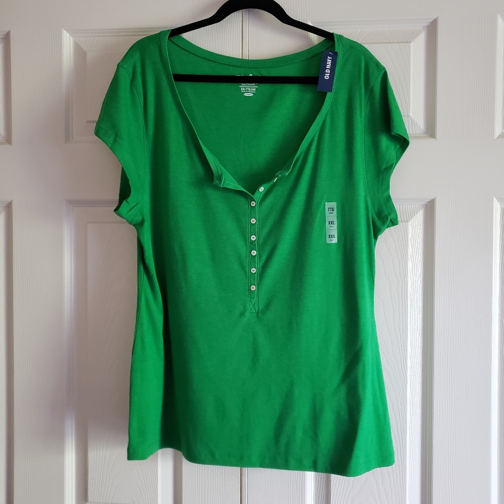 NWT XXL Bright Green Old Navy Perfect Henley
